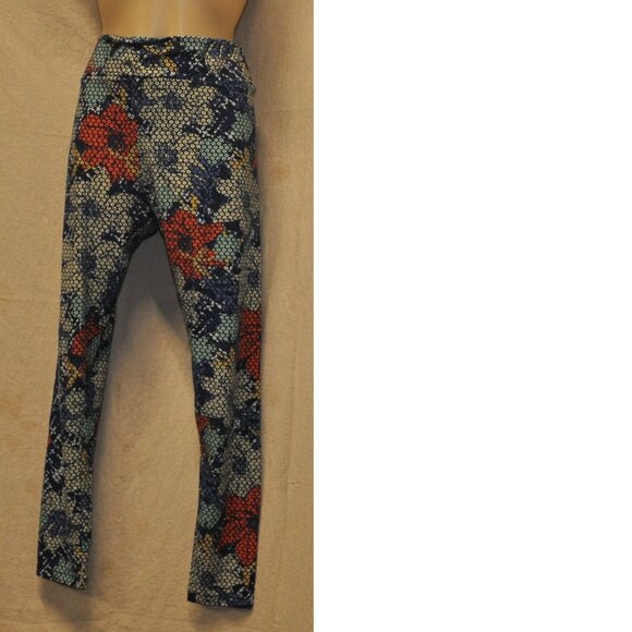 Lularoe colorful floral stretch pants leggings tall & curvy MEDIUM (195) - Picture 1 of 10